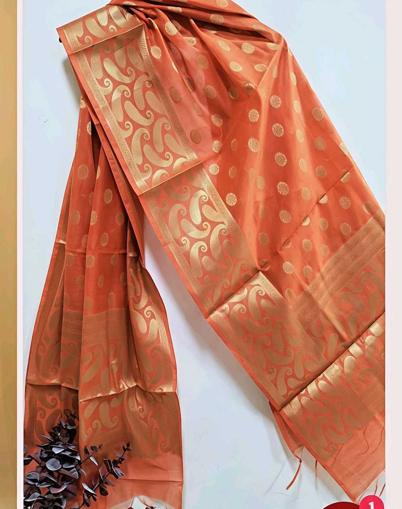 Orange Floral Dupatta