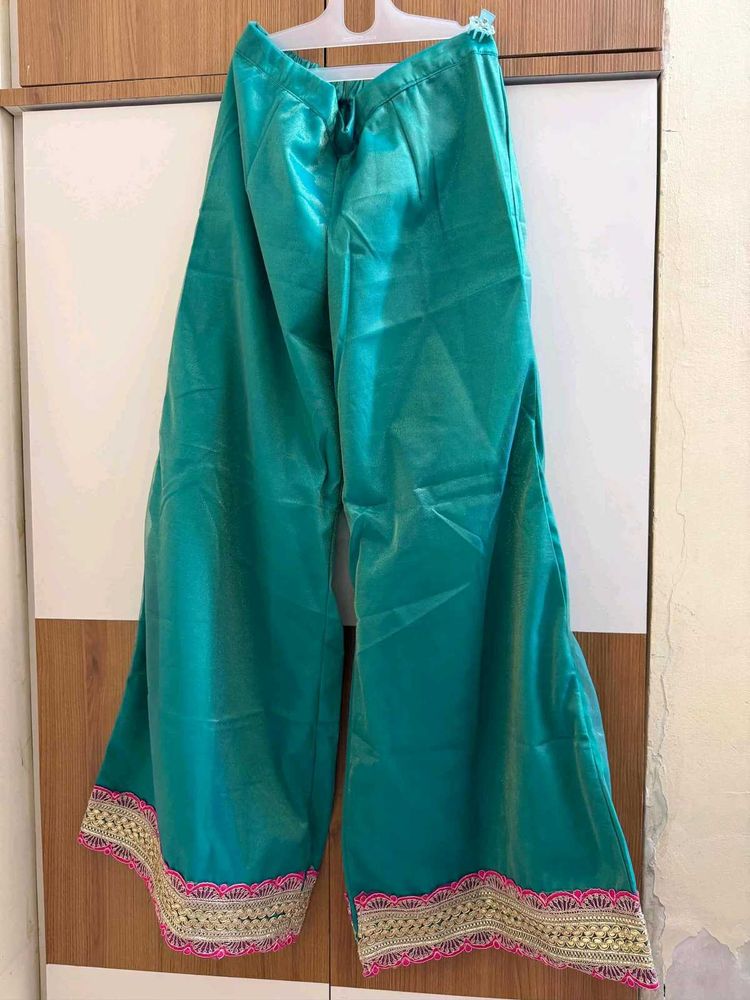 navratri green sharara plazzo