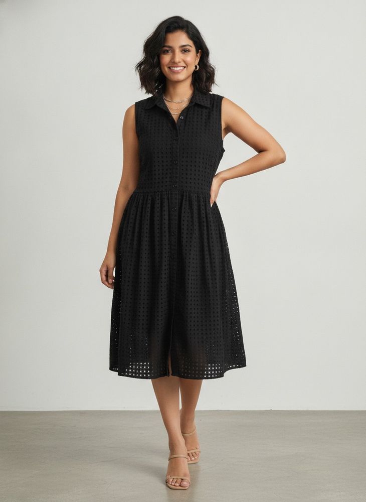 Chic Black Eyelet Dress