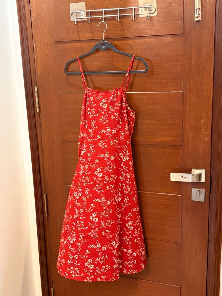 Red Floral Print Mini Dress