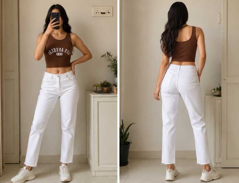 White Stretch Straight-Fit Jeans