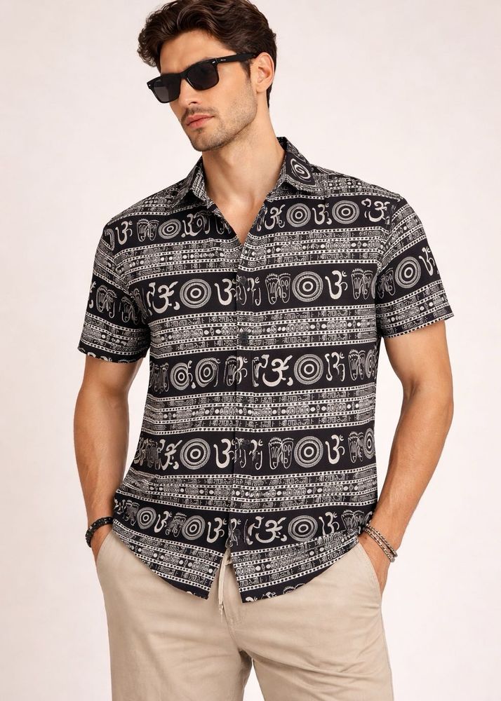 Black &amp; White Printed Shirts Combo