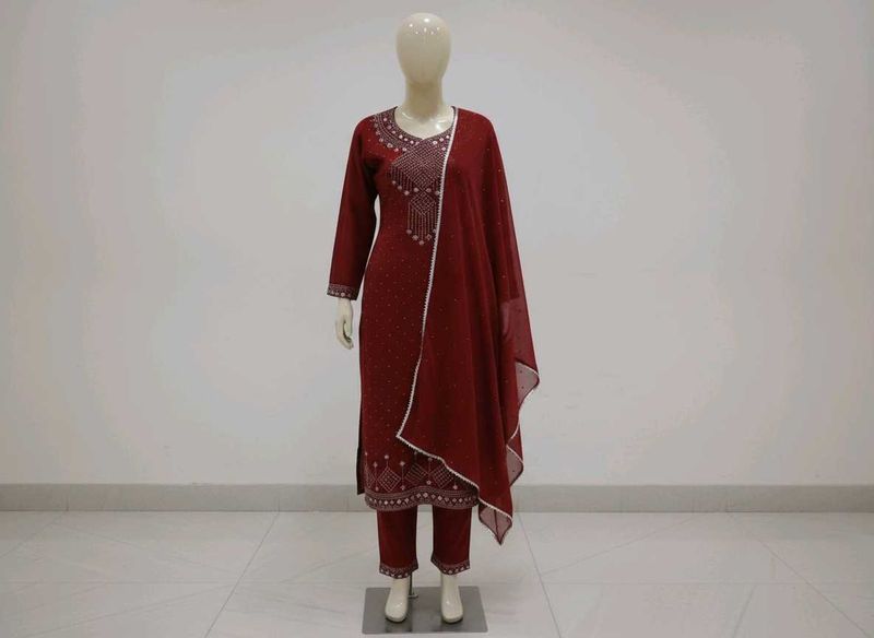 Maroon Embellished suit