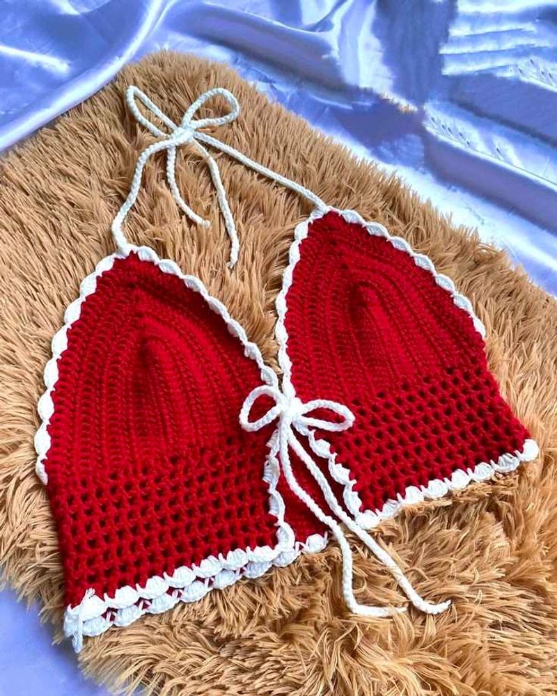 Red Crochet Halter Top