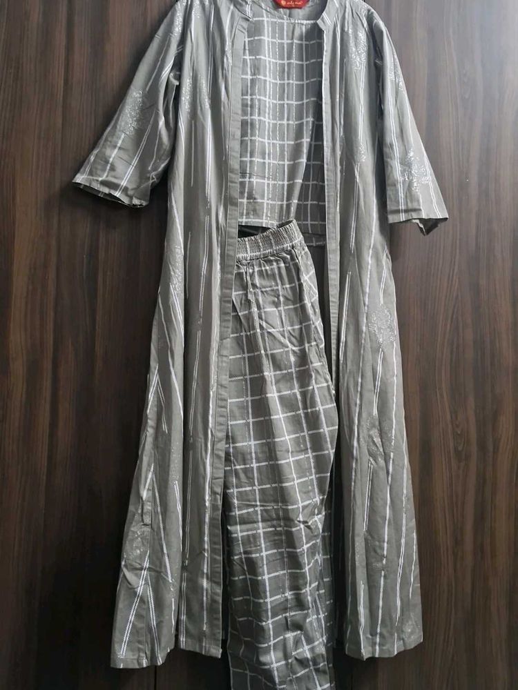 Stylish Grey Kurta Set with Shrug