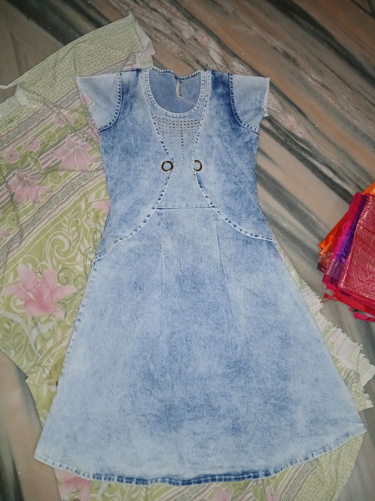 Cotton Denim Dress, Fit S&amp;M Both, Branded Dress