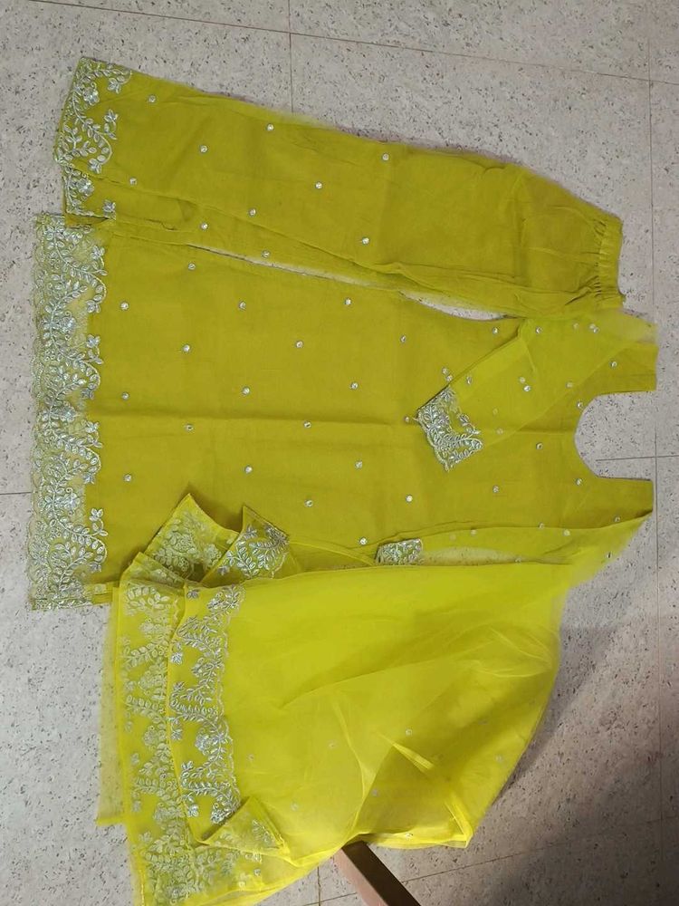 Stunning Yellow Embroidered Kurta Set