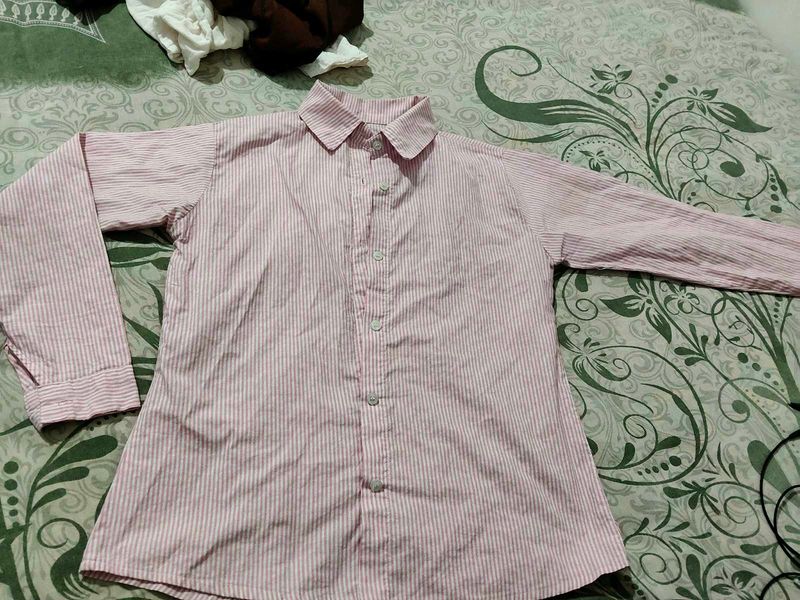 Pink Striped Collared Shirt