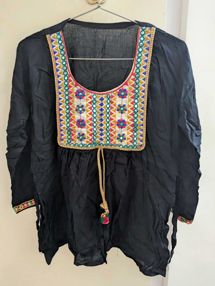 Embroidered Black Kurta