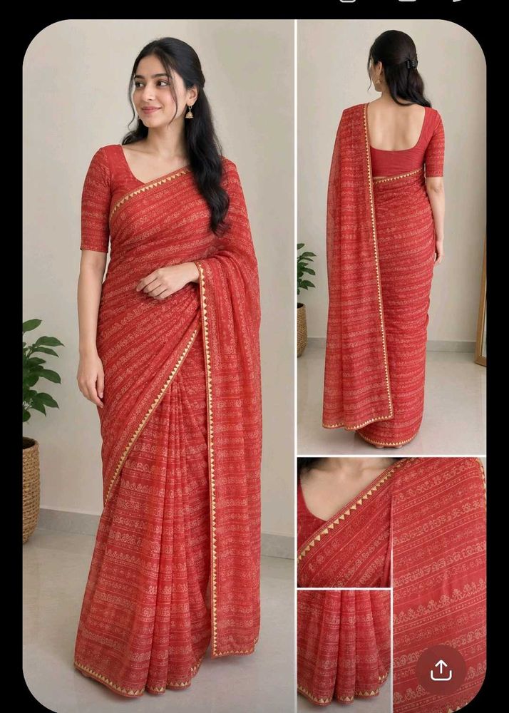 Elegant Red Printed Saree