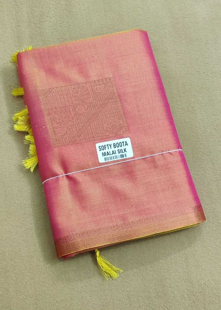 Pink Malai Silk Allover Boota Saree