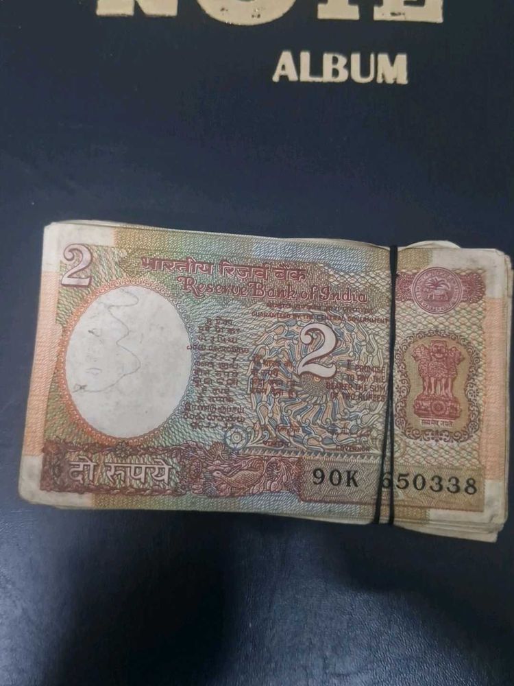 Rare 2 Rupee Indian Banknote