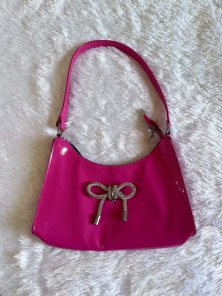Pink Glitter Bow Chic Handbag