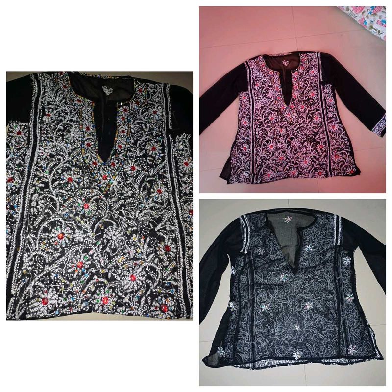 Embroidered Black Chikankari Kurta