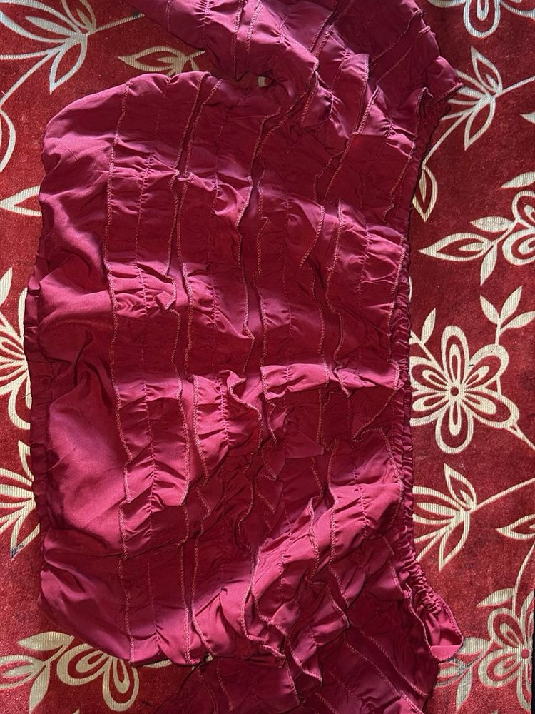 Maroon Ruffled Blouse