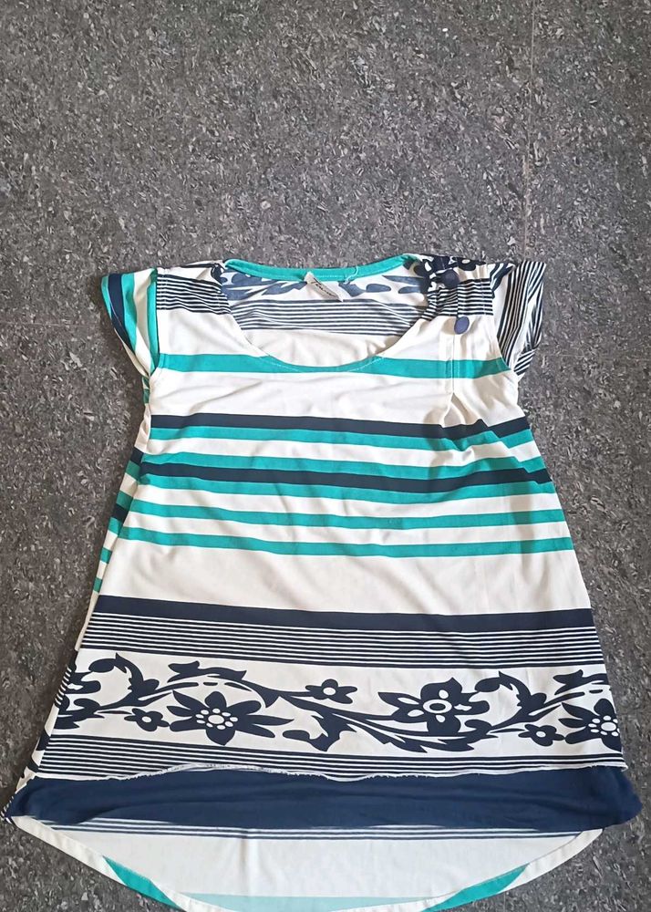 Striped Tunic with Floral Accent