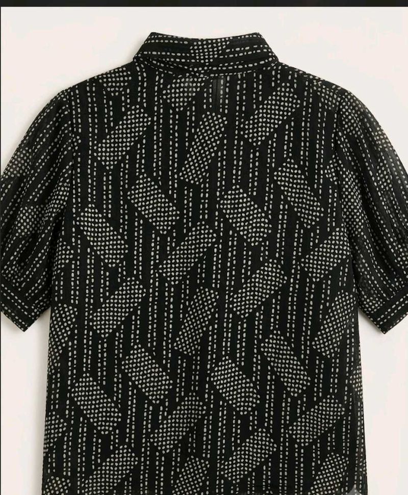 Stylish Black &amp; White Printed Top