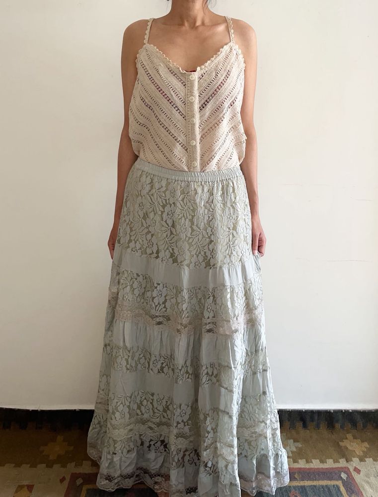 Whimsical lace tiered skirt