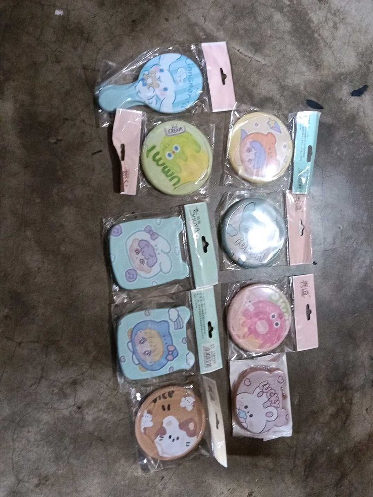 Cute Cartoon hand mirror Set of 9