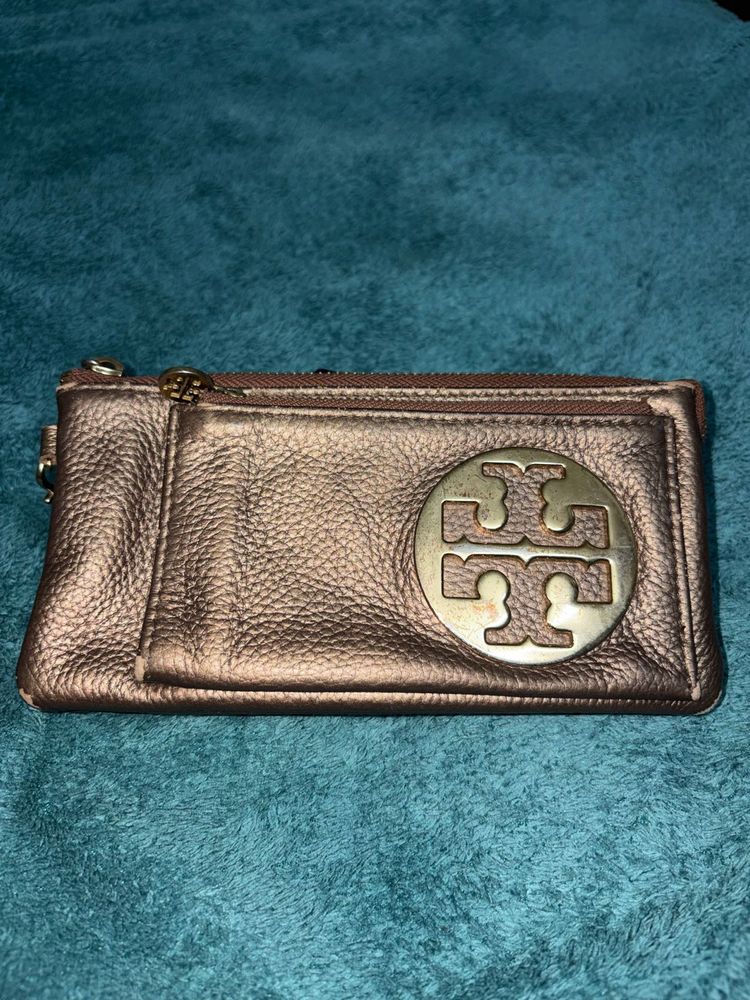 Tory Burch Gold Metallic Clutch Pouch