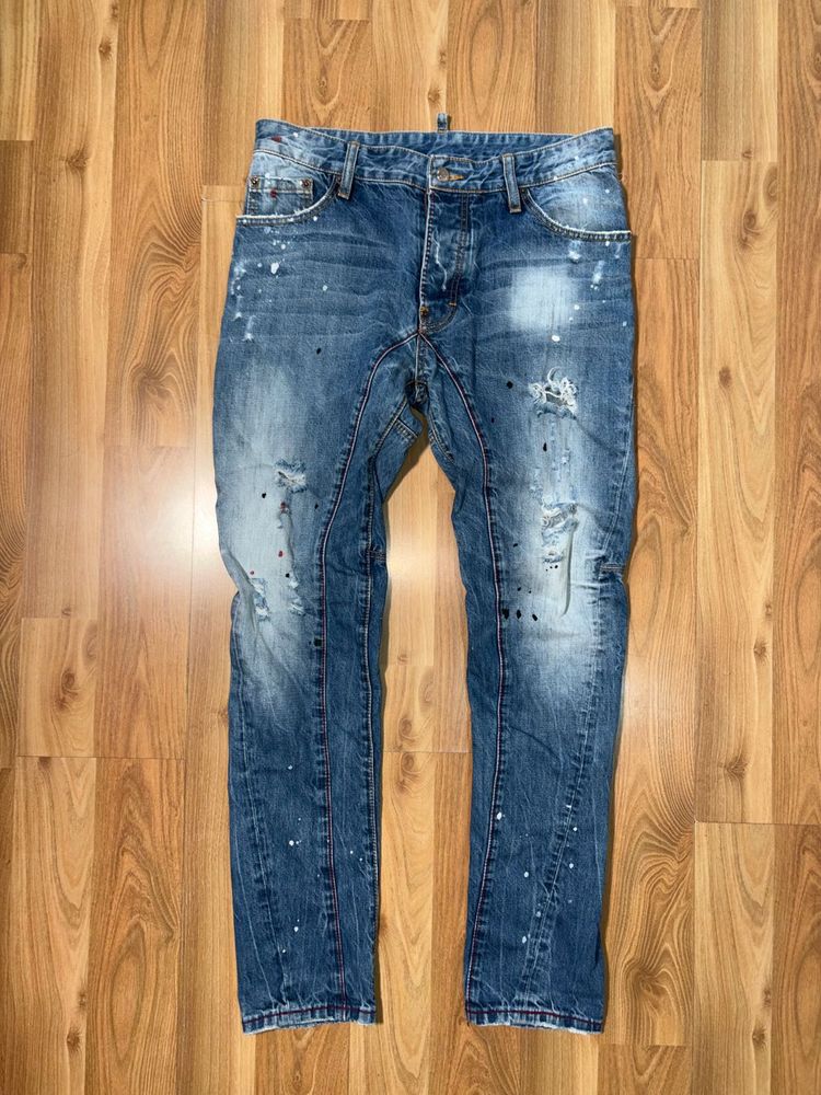 Japanese Brand Distressed Paint Splatter Jeans