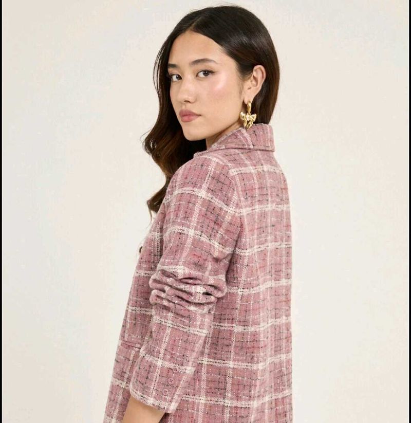 Chic Pink Plaid crop sweat top