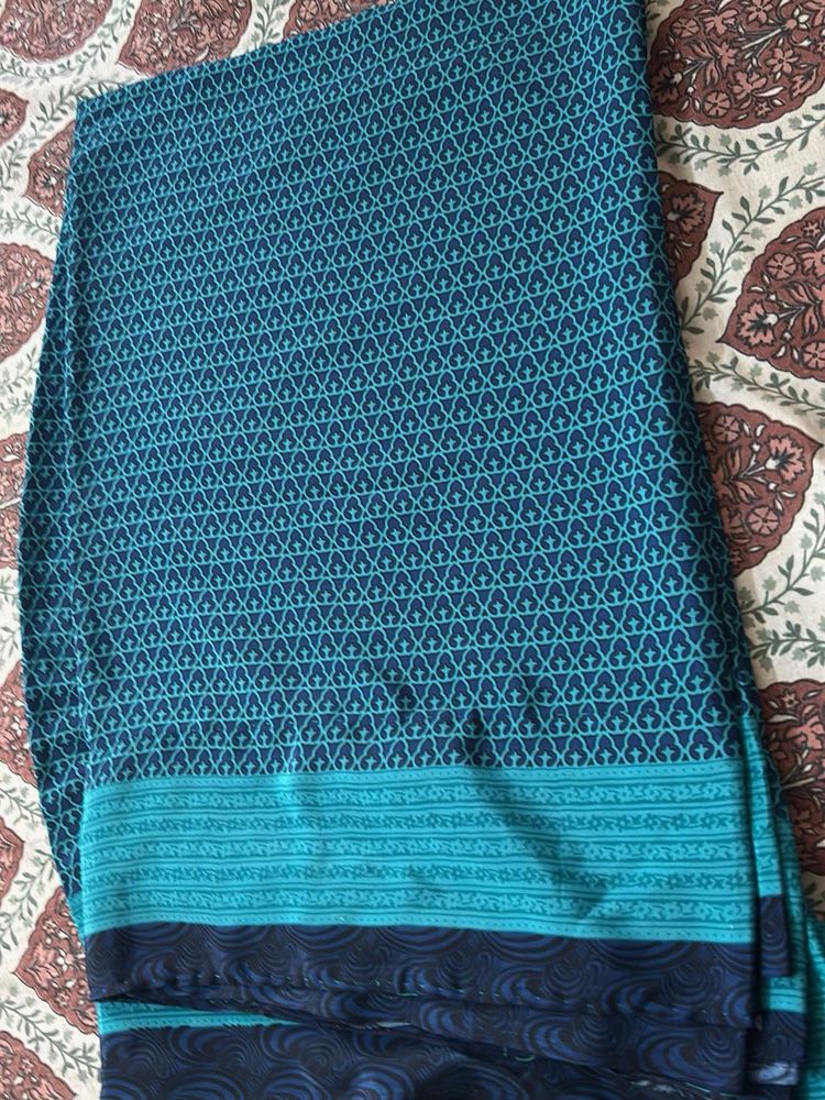 Blue Geometrical Pattern Saree