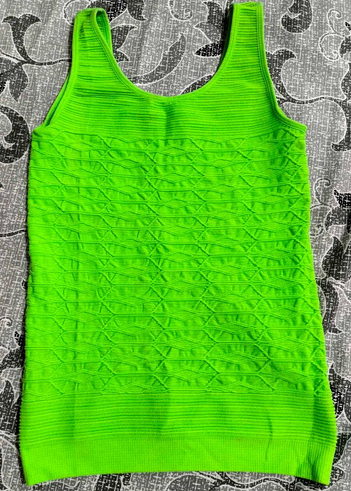 Neon Green Textured Tank Top