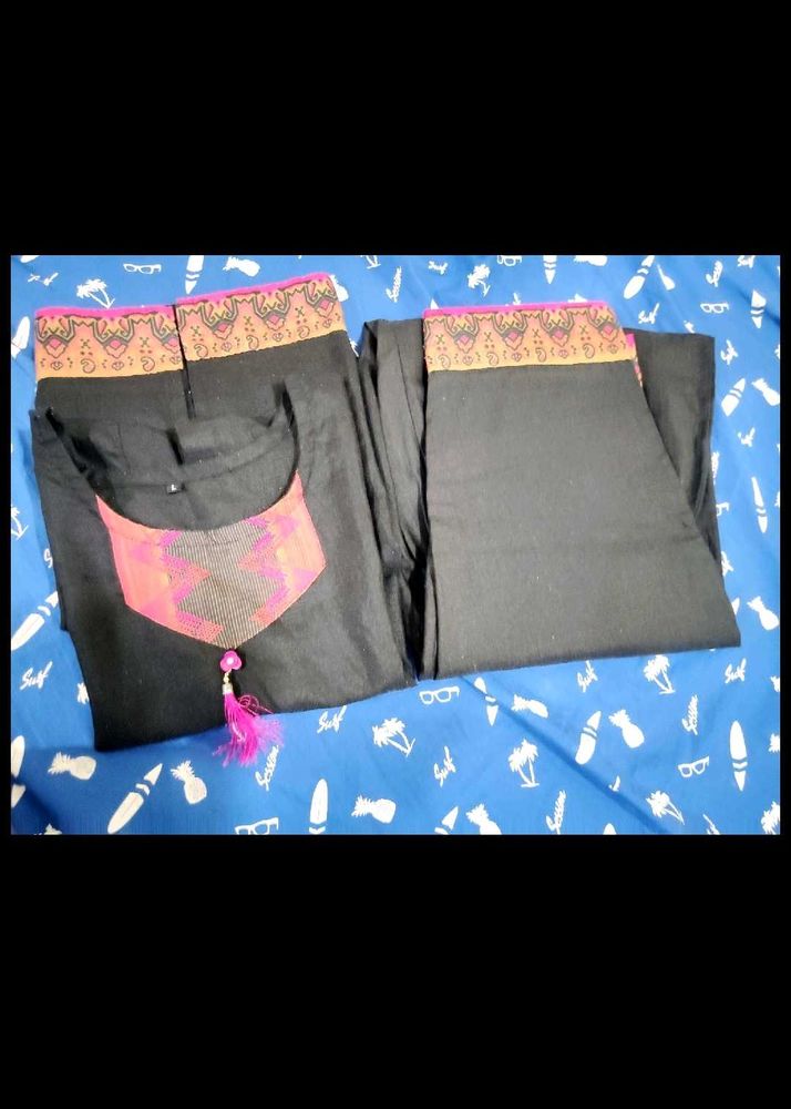 Black 🖤 Kurta And Pant Set 🎉free Gift 😲