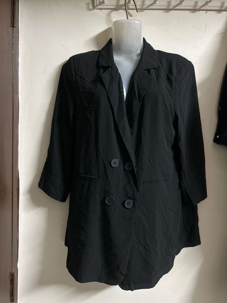 Classic Black Double-Breasted Blazer