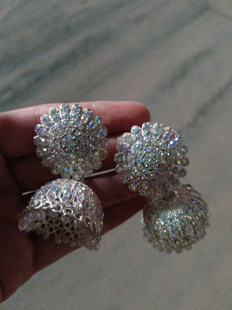 Stunning Jhumka Earrings with Rhinestones