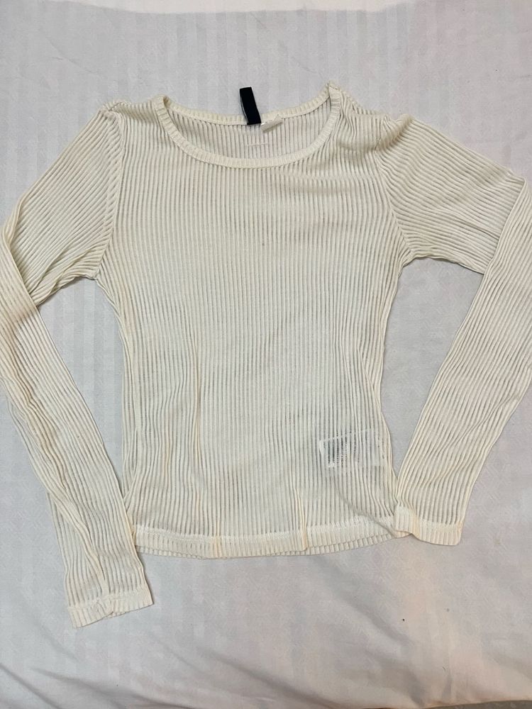 H&amp;M mesh Long Sleeve Top