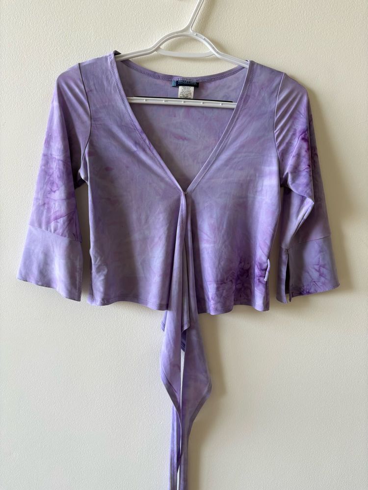 Lavender Tie-Dye Wrap Top