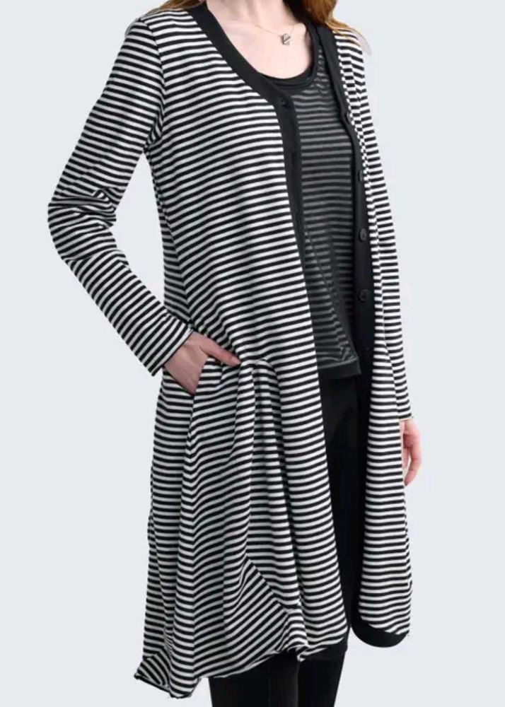 Chic Striped Longline Cardigan