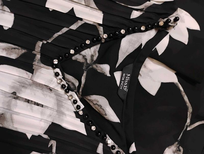 Elegant Black Floral dress with Embellishments