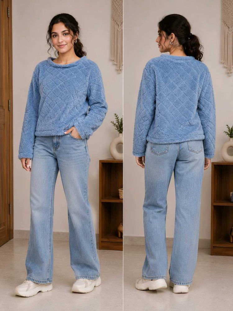 Cozy Blue Textured Sweater