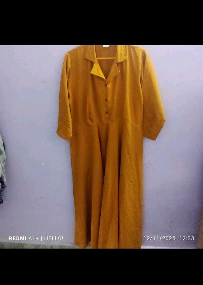 🥳 offer 🥳Mustard Yellow Collared Kurta