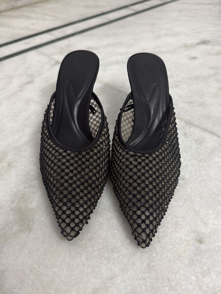 Elegant Black Mesh Heels