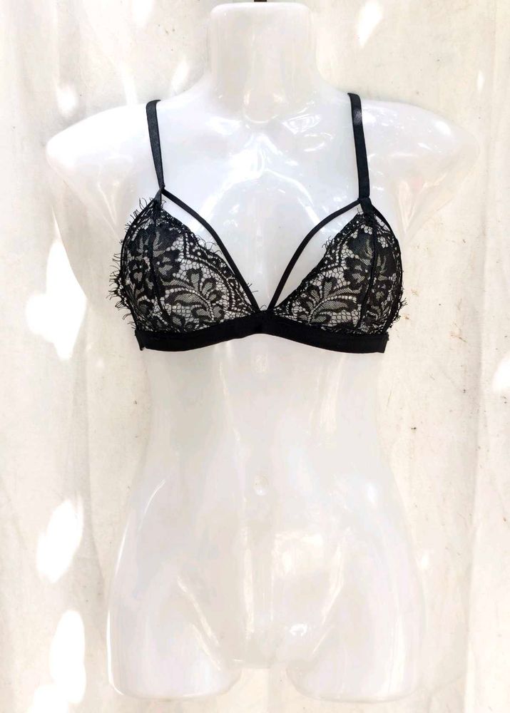 I. Black Lace Strappy Bralette