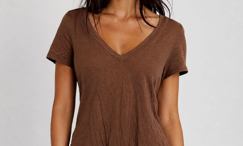 Brown V-Neck Bodysuit