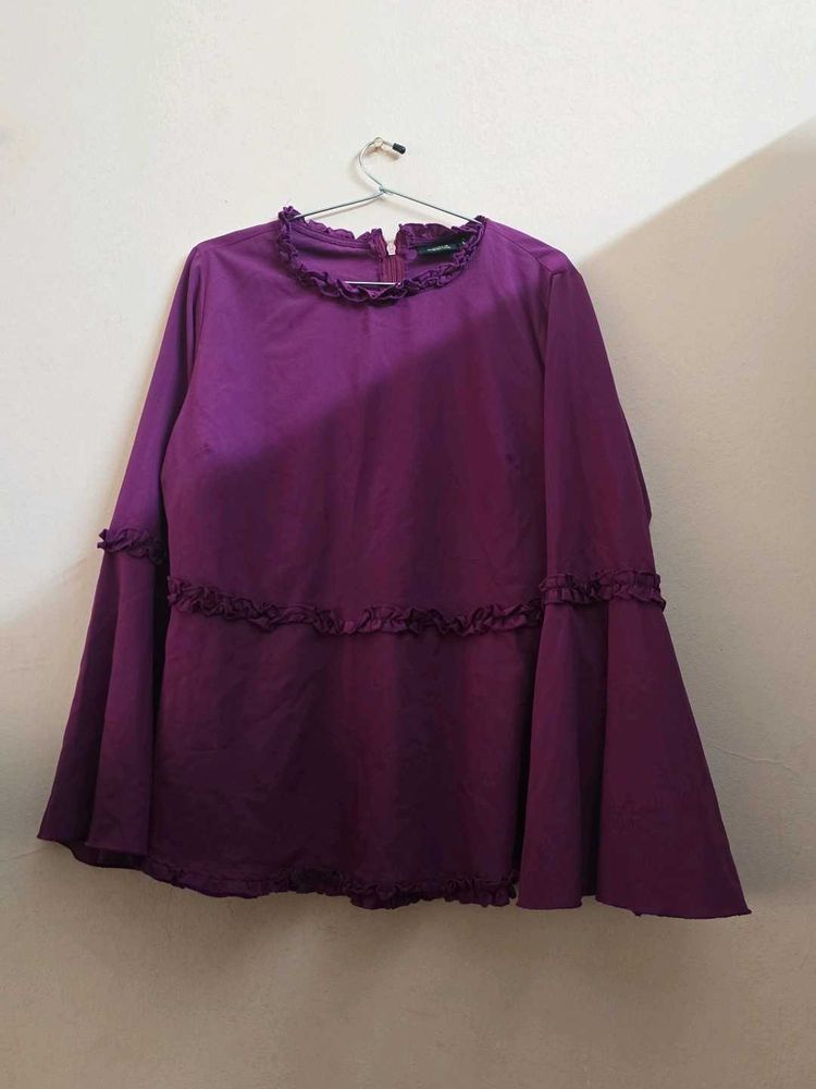Purple Ruffled Bell Sleeve top
