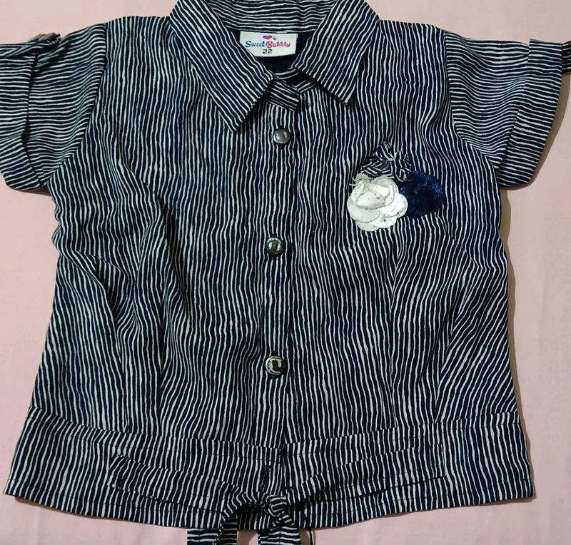 Cute Striped Button-Up Top