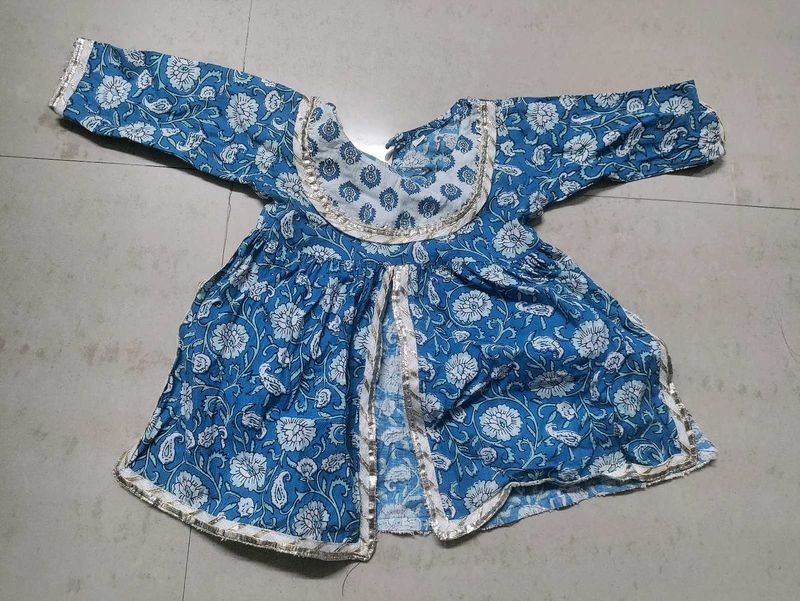 Blue white kurta sharara set