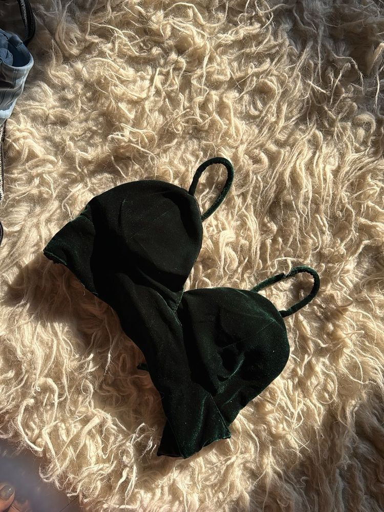 Dark Green Velvet Bra