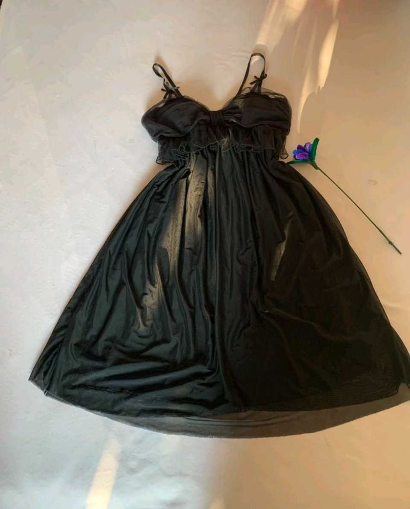 Black Ruffle Nightgown