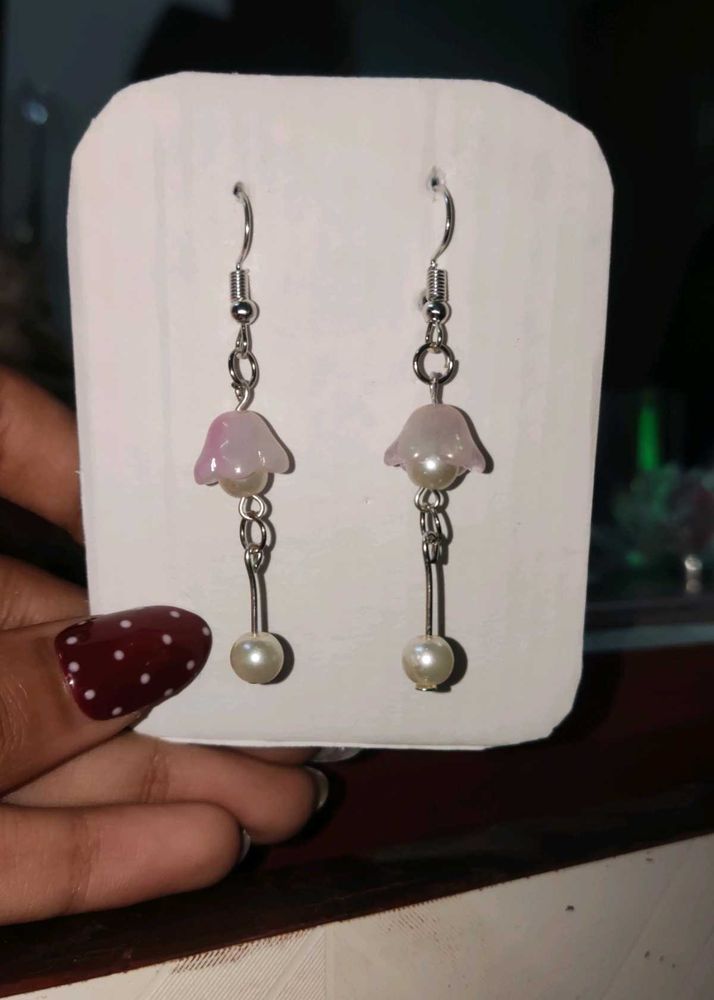 Flower Pearl Drop Earrings