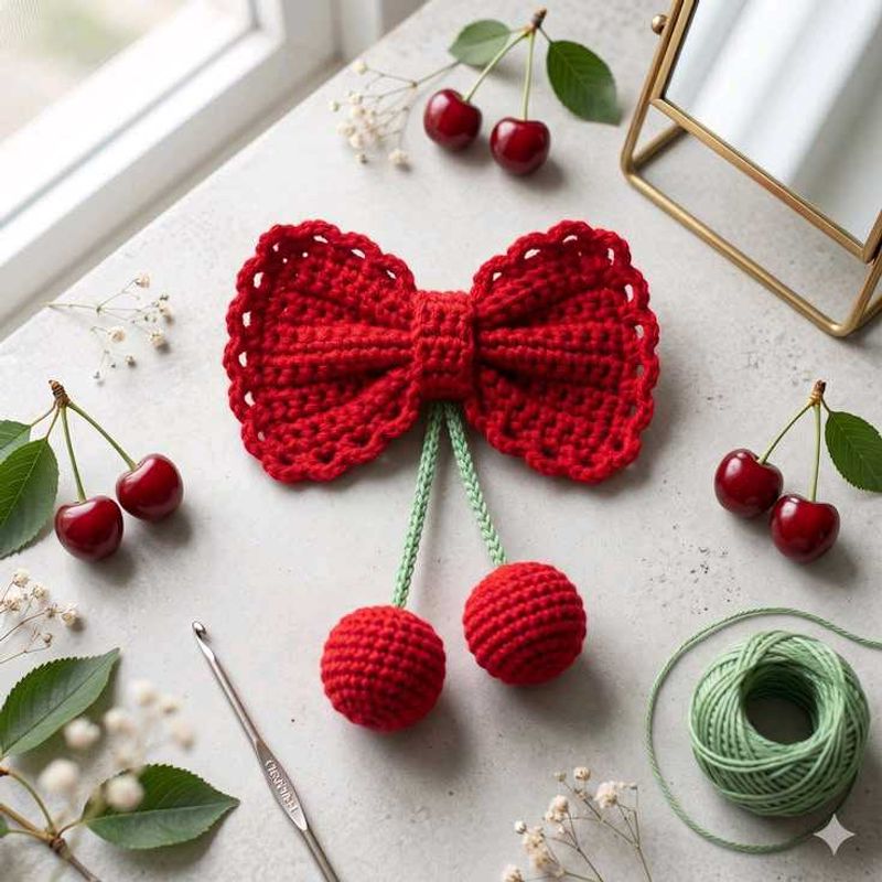 ✨Handmade Crochet Bow Hair Clip