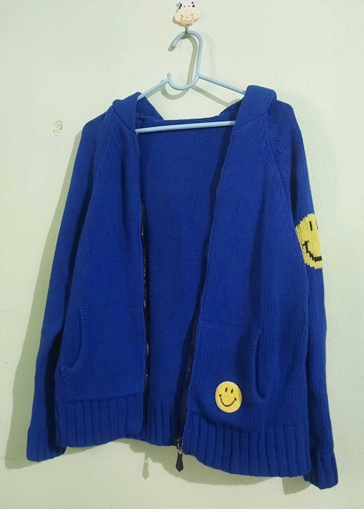 Rich Blue sweater hoddie with zip