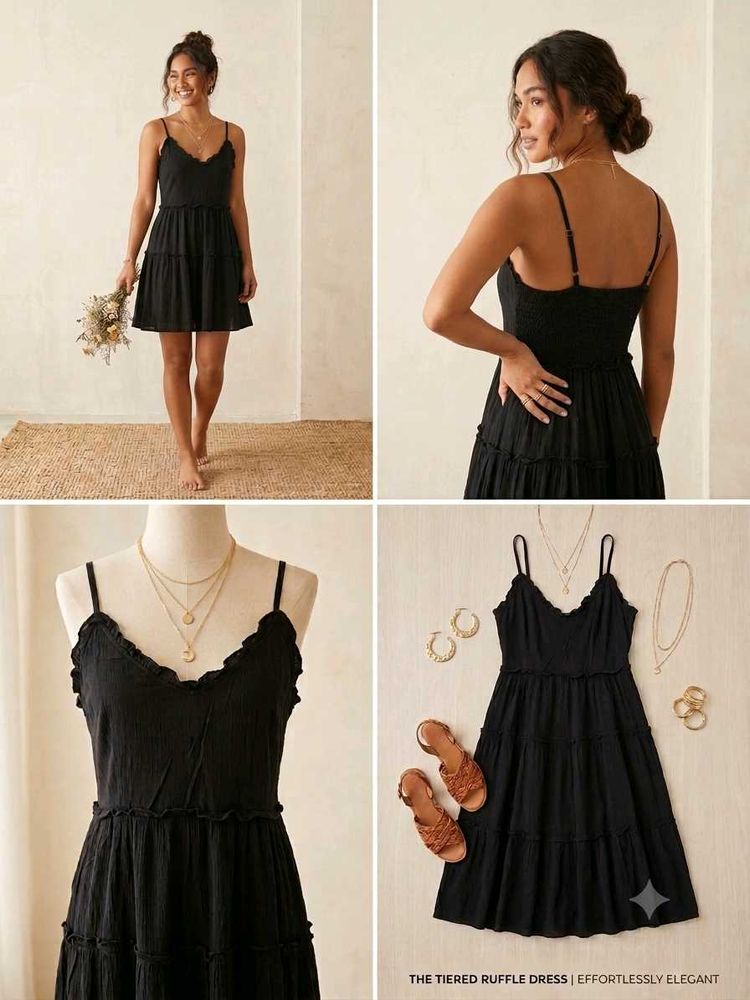 Black Tiered Ruffle Mini Dress