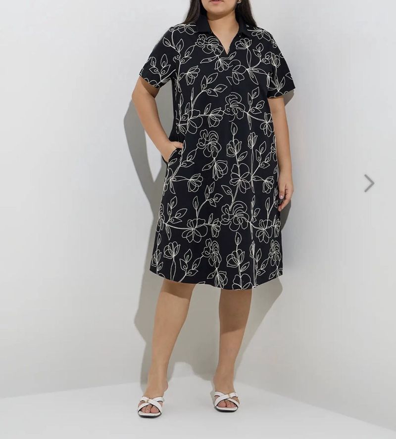 Chic Black Floral Midi Dress